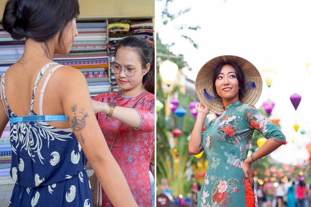 Visitors have the chance to create a bespoke Ao Dai in Hoi An
